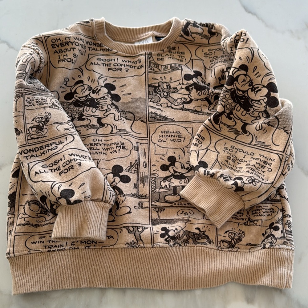 Zara Mickey Mouse Disney sepia tone vintage print 5-6T